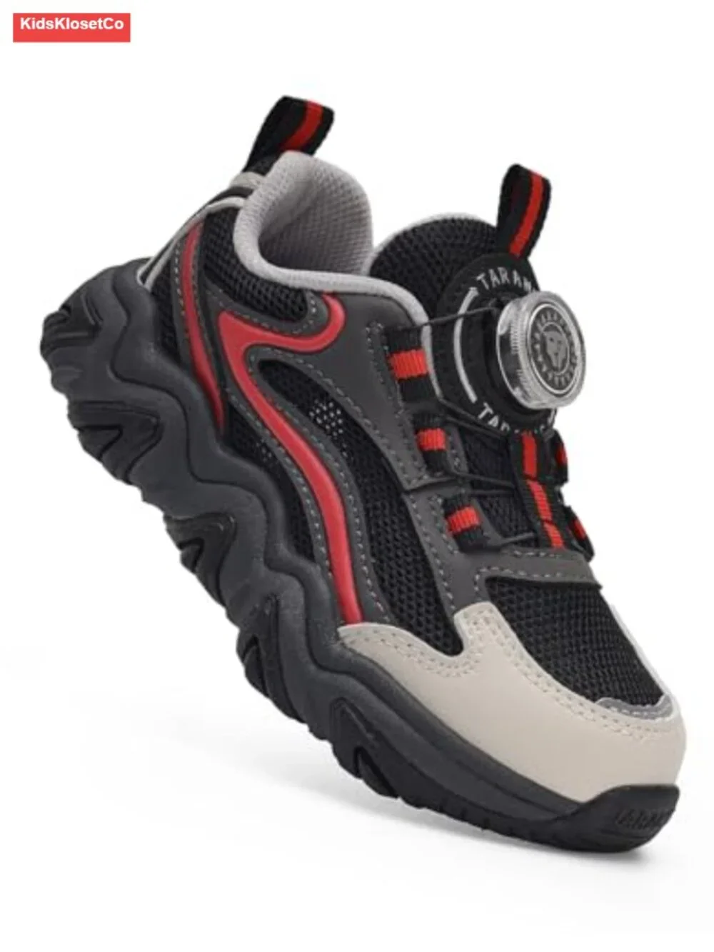 Rotary Dial Closure Kids Sneakers - Breathable Mesh Athletic Shoes with